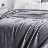 Soft Flannel Fleece Blanket In Gray - The Linen House