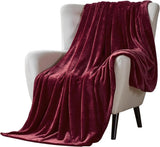Soft Flannel Fleece Blanket in maroon – Cozy & Lightweight - The Linen House
