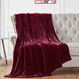 Soft Flannel Fleece Blanket in maroon – Cozy & Lightweight - The Linen House