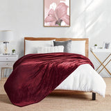 Soft Flannel Fleece Blanket in maroon – Cozy & Lightweight - The Linen House