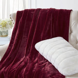 Soft Flannel Fleece Blanket in maroon – Cozy & Lightweight - The Linen House