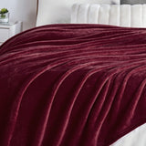 Soft Flannel Fleece Blanket in maroon – Cozy & Lightweight - The Linen House
