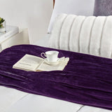 Soft Flannel Fleece Blanket in purple - The Linen House