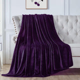 Soft Flannel Fleece Blanket in purple - The Linen House