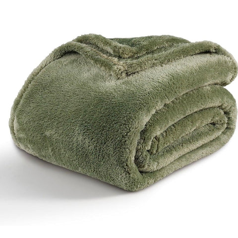 Soft Flannel Fleece Blanket in Sea Green - The Linen House