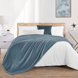Soft Flannel Fleece Blanket Sky blue - The Linen House