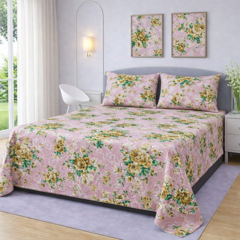 Soft Pink Floral Bedding Set (3pcs) - The Linen House