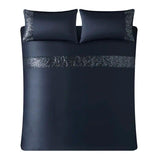 Solid Color Duvet Cover (Blue with black sequence) - The Linen House