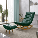 Solid Wood Rocking Chair with Footrest - The Linen House