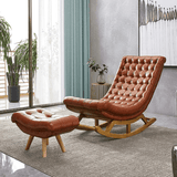 Solid Wood Rocking Chair with Footrest - The Linen House