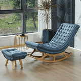 Solid Wood Rocking Chair with Footrest - The Linen House
