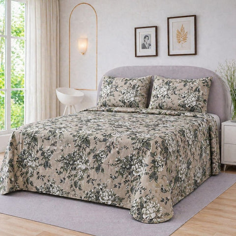 Sophisticated Floral Printed Bedsheet - The Linen House
