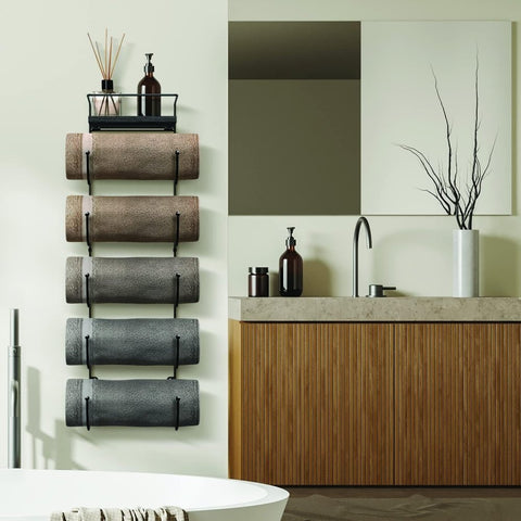 Sorbus Wall Mounted Towel Rack – Space - Saving Metal Towel Holder for Rolled Bath Towels - The Linen House