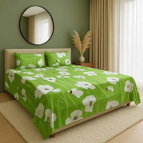 Spring Bloom Green Floral Bedshee (3 pcs) - The Linen House