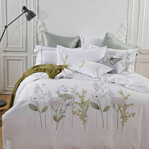 Spring Blossom Embroidery Duvet Set - The Linen House