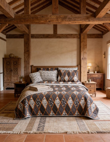 Stylish Bedroom Printed Bedspread Set – 7 Pcs - The Linen House