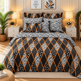 Stylish Bedroom Printed Bedspread Set – 7 Pcs - The Linen House