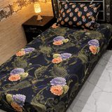 Stylish Black Nature Print Single Bedsheet (Pack of 2) - The Linen House