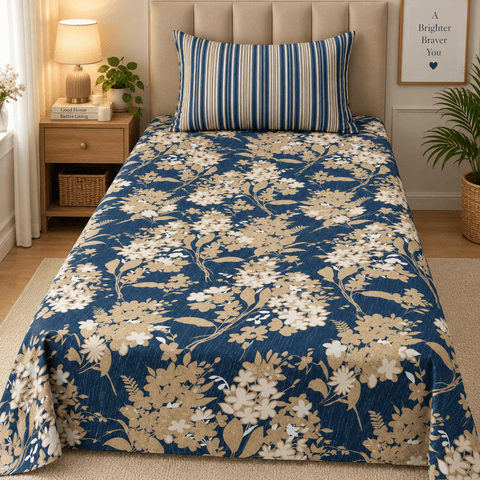 Stylish Flower Print Single Bedsheet(Pack of 2) - The Linen House