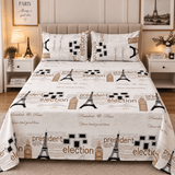 Stylish Travel Theme Graphic Printed Bed Sheet - The Linen House
