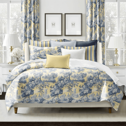 Sunny Blue Floral Printed Duvet Set – Elegant Yellow & Blue Floral Duvet