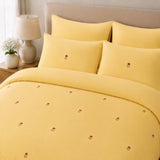 Sunshine Yellow Floral Embroidered Bedding Set - The Linen House
