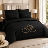 Swan Noir Elegance Bundle – 3 Embroidered Bedsheet-King - The Linen House