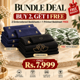 Swan Noir Elegance Bundle – 3 Embroidered Bedsheet-King - The Linen House