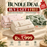 Sweet Hearts Blush Bundle – 3 Embroidered Bedsheet-King - The Linen House