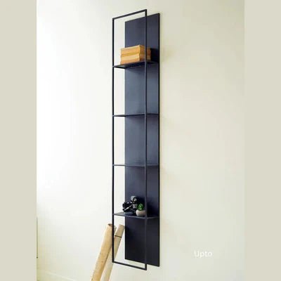 Tall Black Metal Wall Hanging With Four Shelves - The Linen House