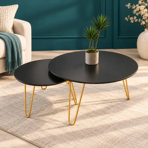 Tatami Contrasted Round Tables - The Linen House