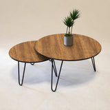 Tatami Contrasted Round Tables - The Linen House