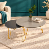 Tatami Contrasted Round Tables - The Linen House