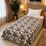 Taupe Cream Marble Single Fleece Blanket - The Linen House