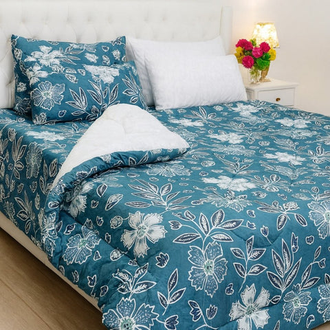 Teal Floral Quilt Set – Premium Soft Bed Set for All Seasons - The Linen House