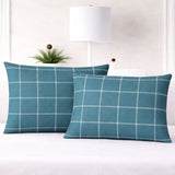 Teal Grid Pattern Pillow Covers – Set of 2 - The Linen House