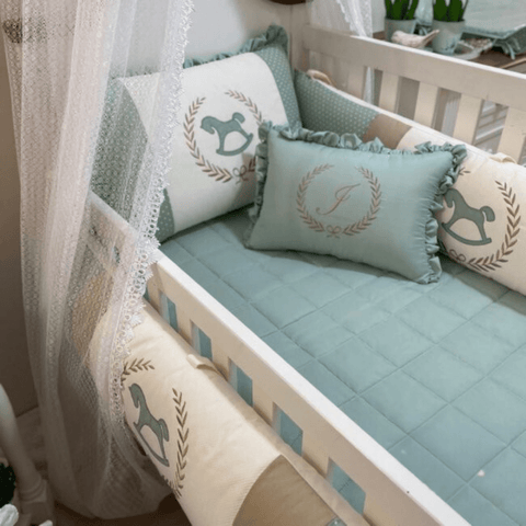 Teal Horse baby Cot Set - The Linen House