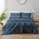 Teal Printed Bed Sheet