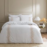 Timeless Ivory Bed Linen with Leaf Motif - The Linen House