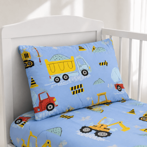 Tiny Builder Baby Crib Sheet & Pillow - The Linen House