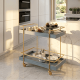 Trolley Table Grey with Gold - The Linen House