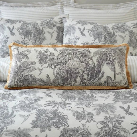 Tropical Botanical Printed Duvet Set – Elegant Black & White Floral Duvet Cover - The Linen House