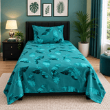 Tropical Leaf Pattern Single Bedsheet - The Linen House