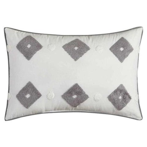 Tufted Duvet Cover Set( white with grey) - The Linen House