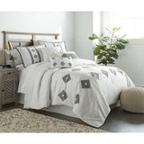 Tufted Duvet Cover Set( white with grey) - The Linen House