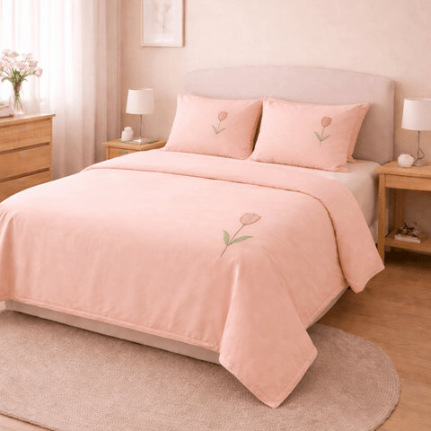 Tulip Embroidered Bedding Set - The Linen House
