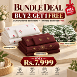 Tulip Garden Maroon Bundle – 3 Embroidered Bedsheet-King - The Linen House