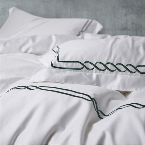 Two Lines Embroidery Duvet Set - The Linen House