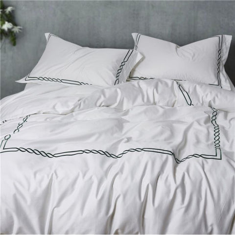 Two Lines Embroidery Duvet Set - The Linen House