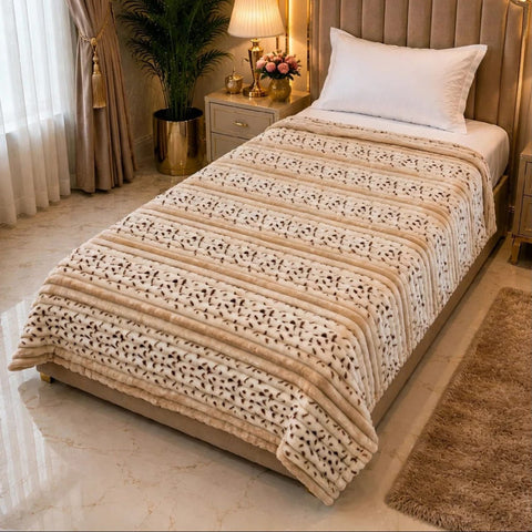 Ultra Soft Beige Mink Single Fleece Blanket - The Linen House